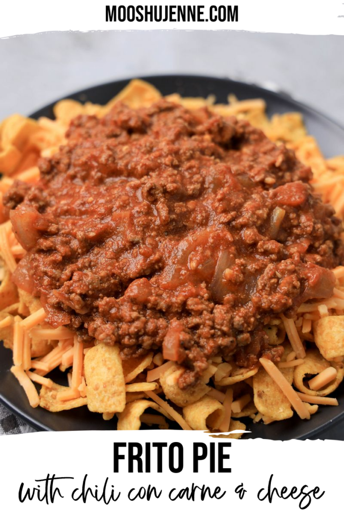 Try this better than Sonic Frito Pie. It has a chili con carne that’s full of flavor topped on a bed of Frito corn chips and sharp cheddar cheese. Easy ground beef dinner for a weeknight or on the go.