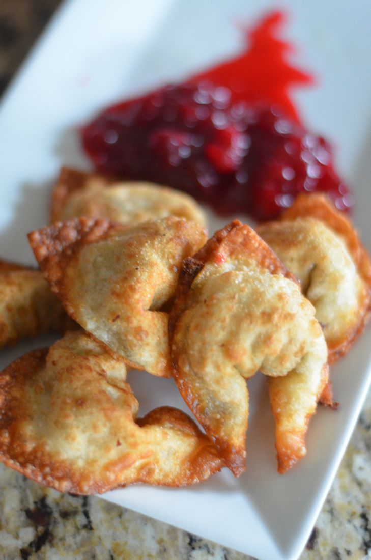 Stuffed Wontons - Mooshu Jenne #TasteTheSeason #ad Made with wontons, stuffing, and cranberry sauce