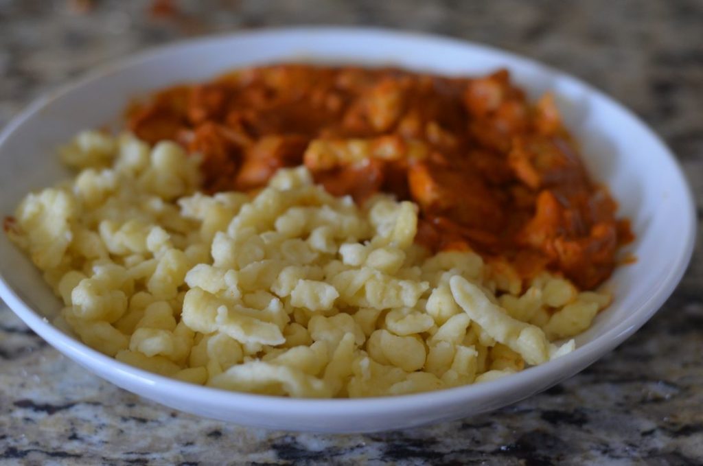 Paprikás Csirke Nokedli - Chicken Paprika with dumplings. Made by MooshuJenne.com