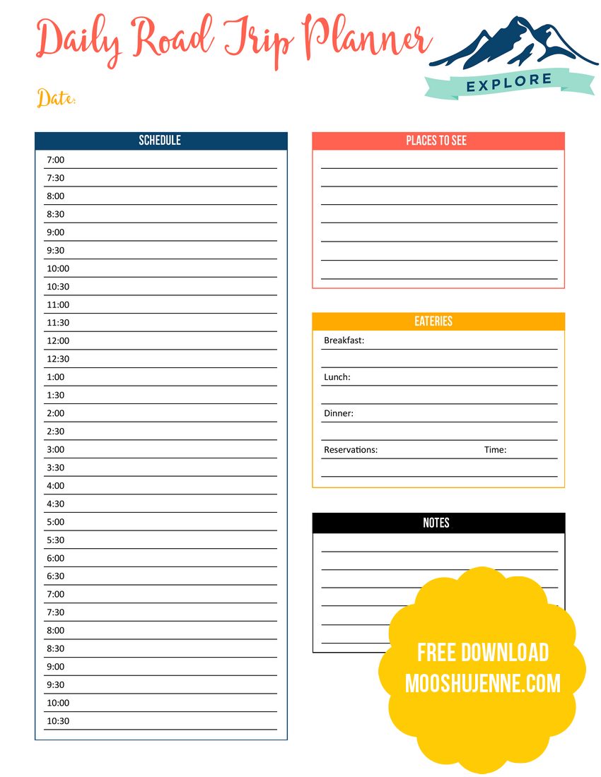 Wanderlust Road Trip Planner Printable