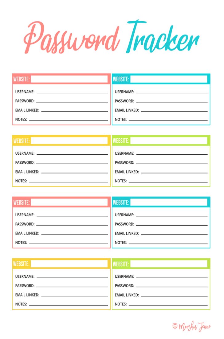 Back To School Password Tracker