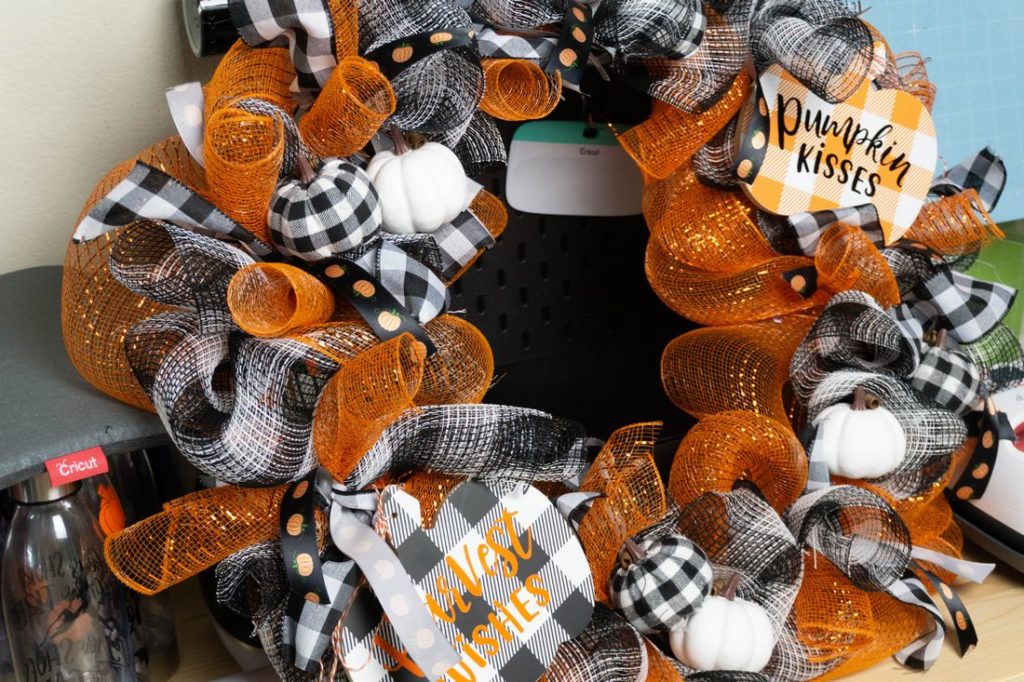 Fall Pumpkin Buffalo Plaid Wreath