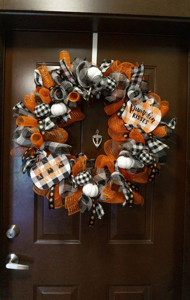 Fall Pumpkin Buffalo Plaid Wreath