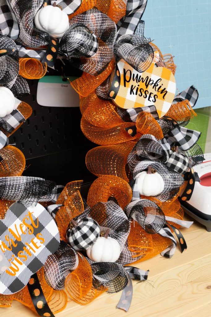 Fall Pumpkin Buffalo Plaid Wreath