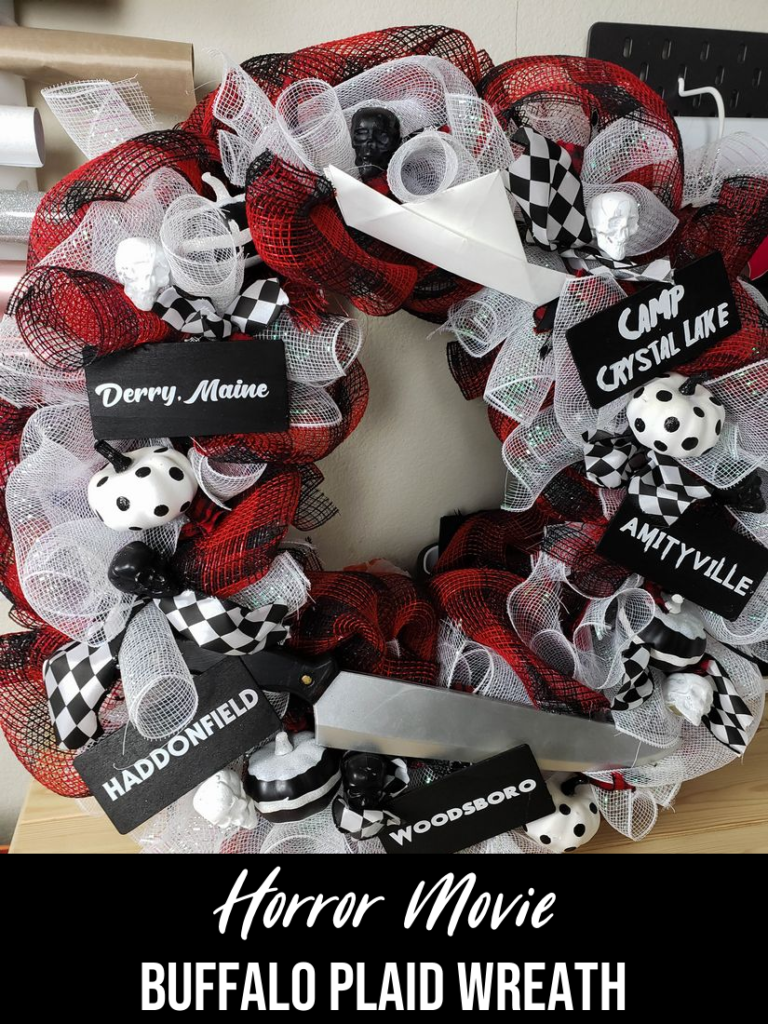 Horror Movie Buffalo Plaid Wreath