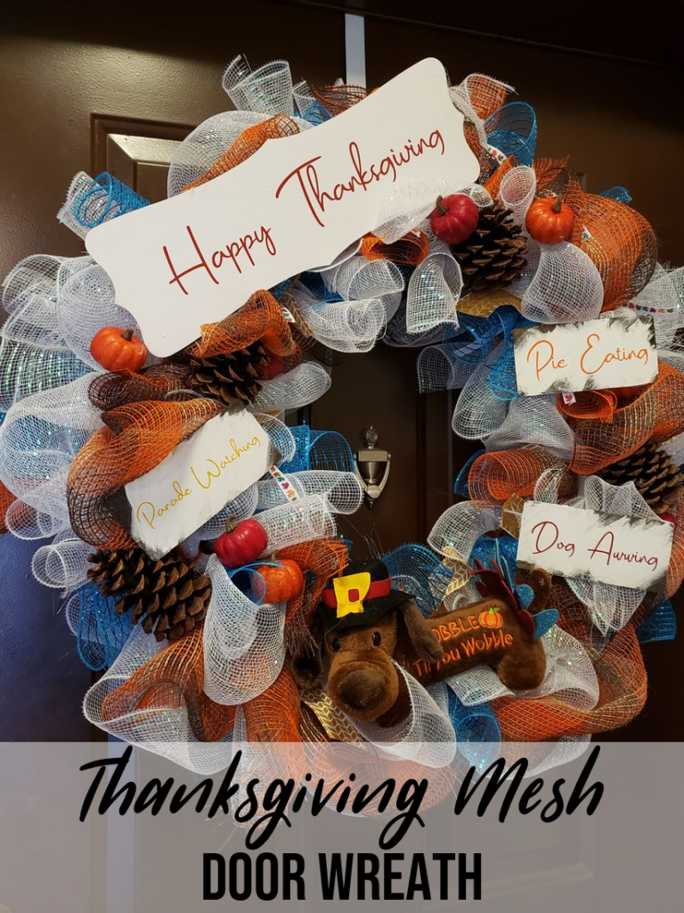 Thanksgiving Mesh Door Wreath