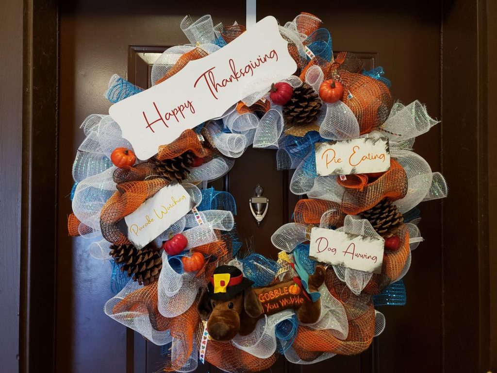 Thanksgiving Mesh Door Wreath 10