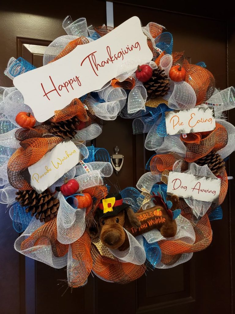 Thanksgiving Mesh Door Wreath 2