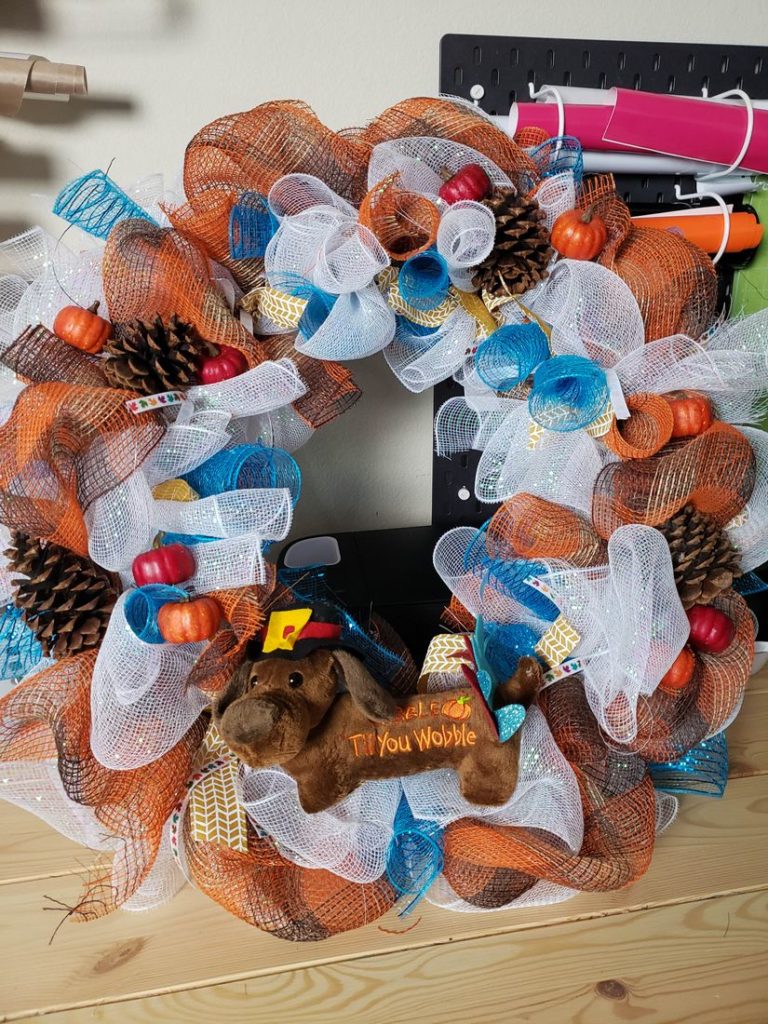 Thanksgiving Mesh Door Wreath 6