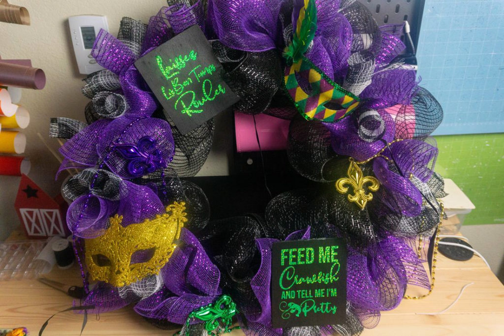 Mardi Gras Buffalo Plaid Wreath