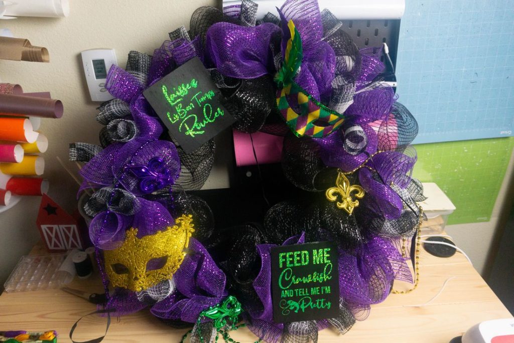 Mardi Gras Buffalo Plaid Wreath