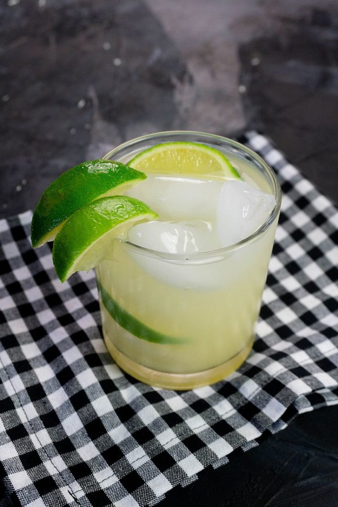 Key Lime Pie Moonshine Cocktail on Black Slate