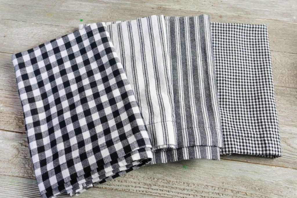 Cloth Napkins in gray, stripes, and plaid
