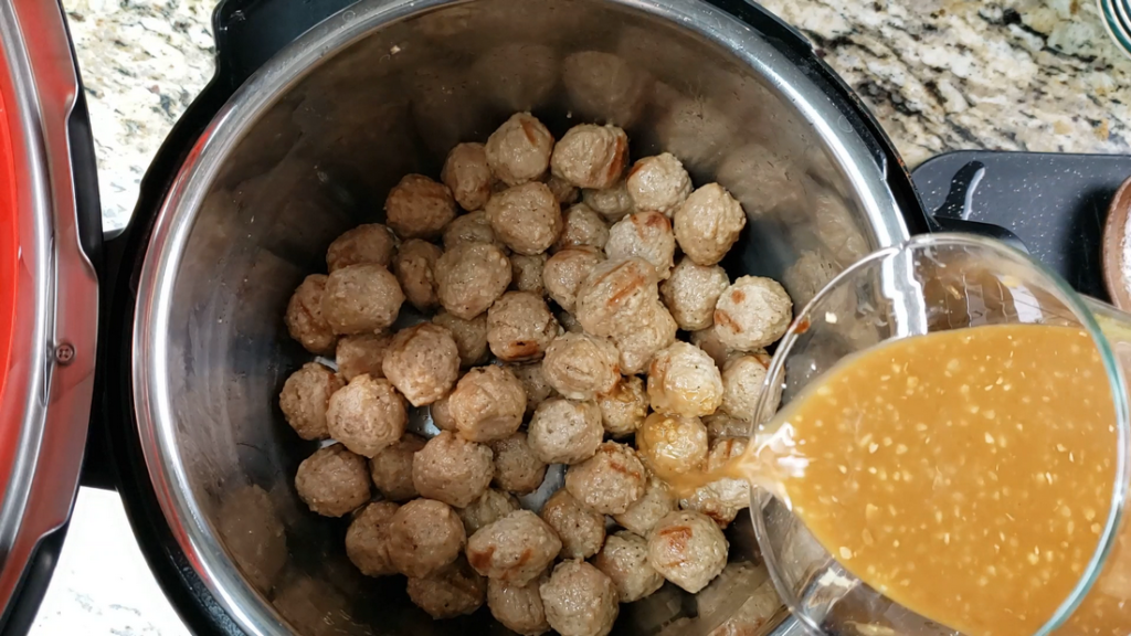 instant pot with meatballs and sauce