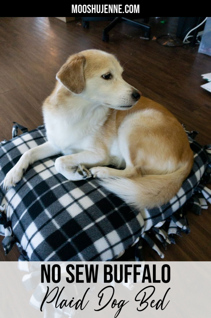 No Sew Buffalo Plaid Dog Bed