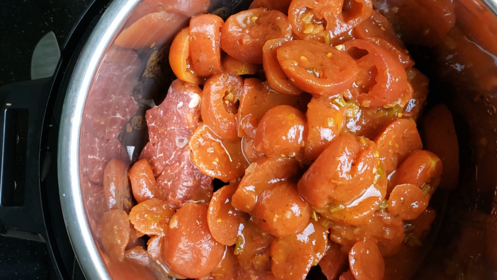 Stewed tomatoes inside the instant pot