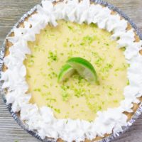 Key West Key Lime Pie on grey wood background