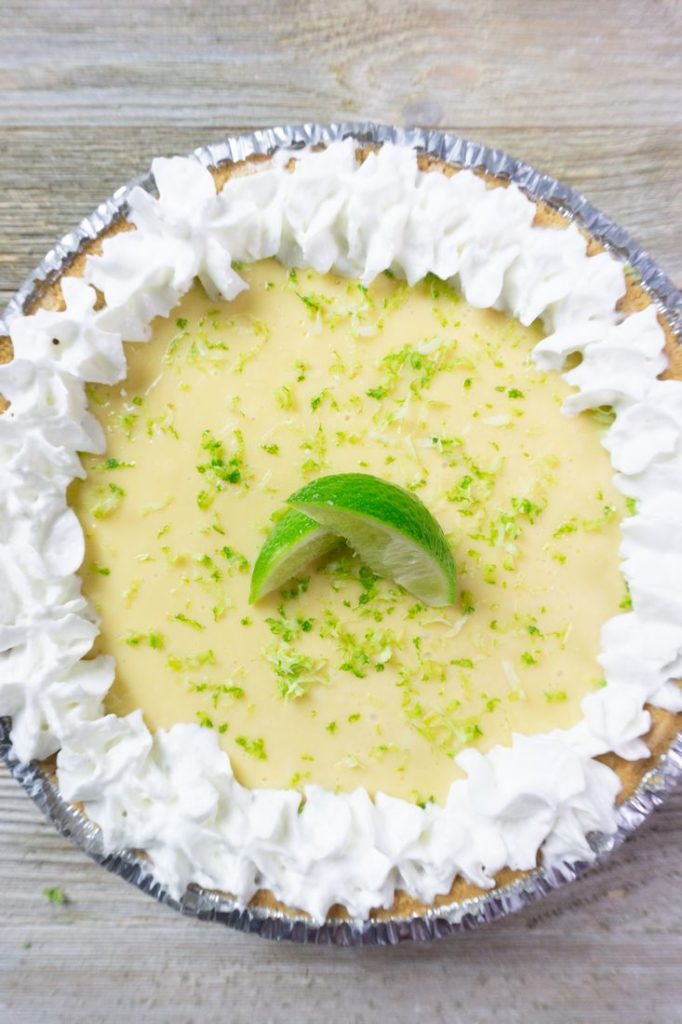 Key West Key Lime Pie on grey wood