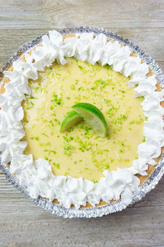 Key West Key Lime Pie on grey wood