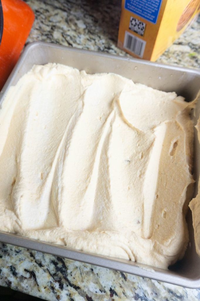 ice cream mixture in a 9x9 pan