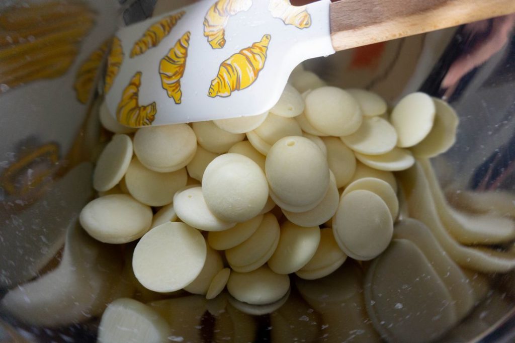 white candy melts in a double boiler