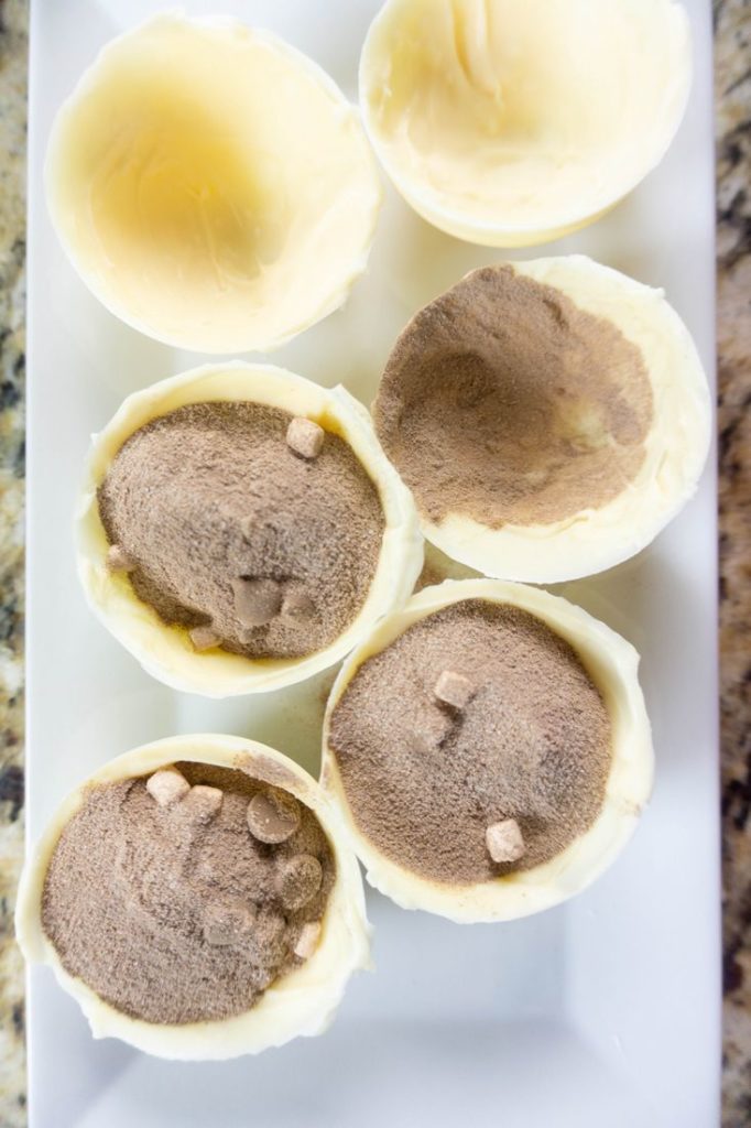 Hot chocolate bombs on white plate