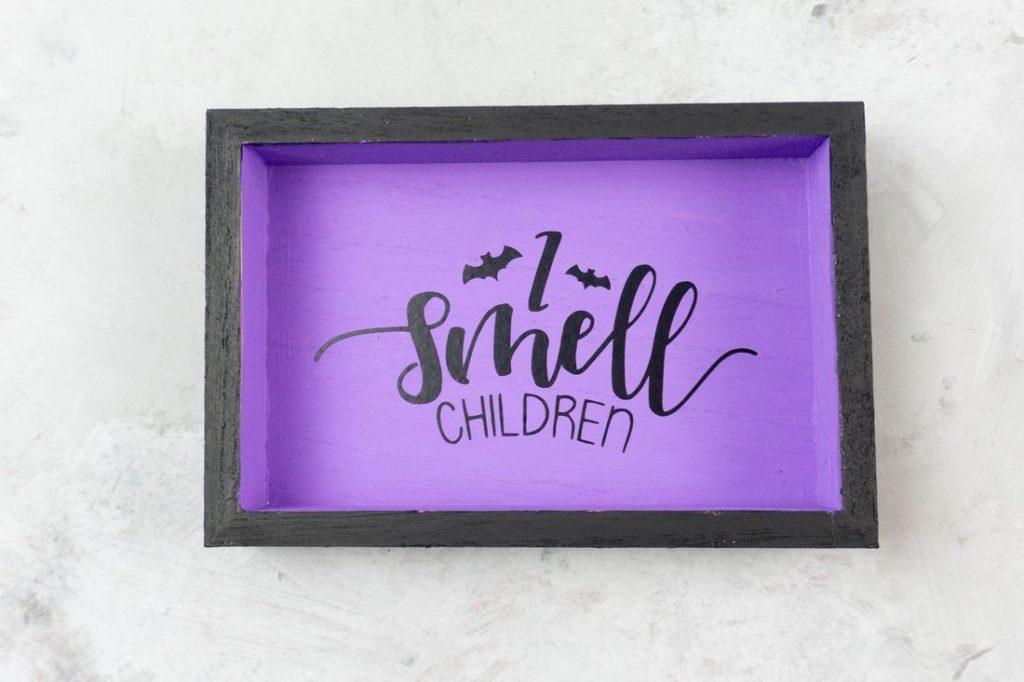 Hocus Pocus I Smell Children Farmhouse Sign Purple and black