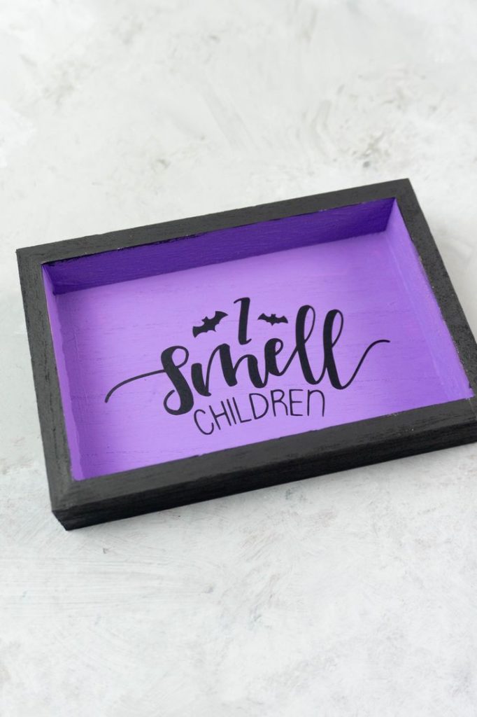 Hocus Pocus I Smell Children Farmhouse Sign Purple and black