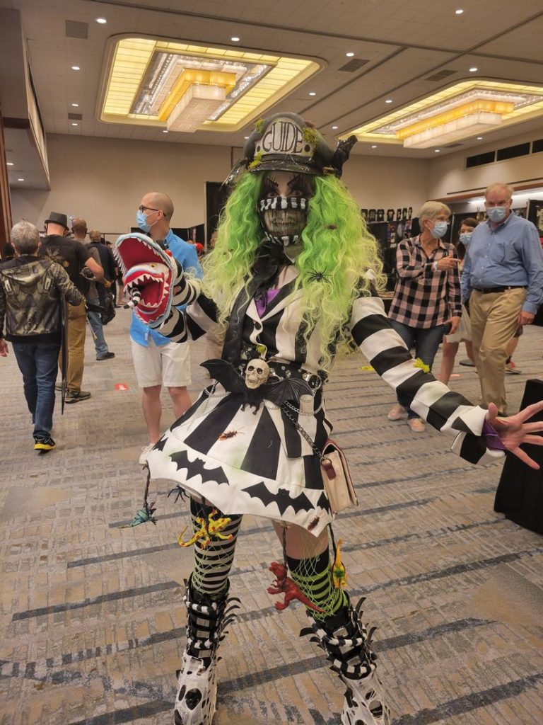 Girl in Beetlejuice Outfit