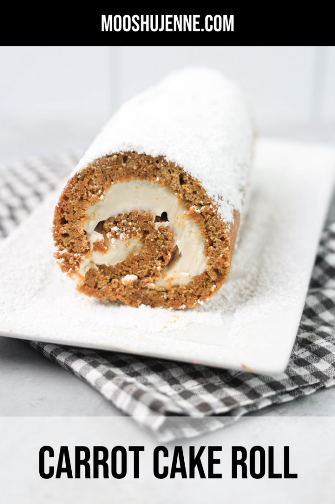 Delicious carrot cake roll made with fresh carrots and filled with cream cheese icing. Bake this up for Easter Sunday for a wonderful Spring dessert.