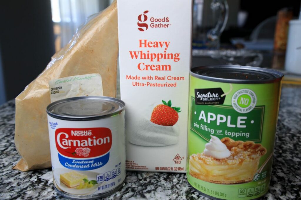 Ingredients to make apple pie ice cream