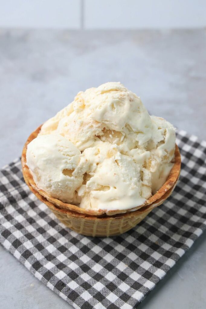 Apple Pie Ice Cream in a waffle bowl.