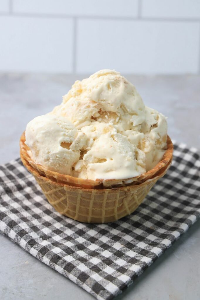 Apple Pie Ice Cream in a waffle bowl.