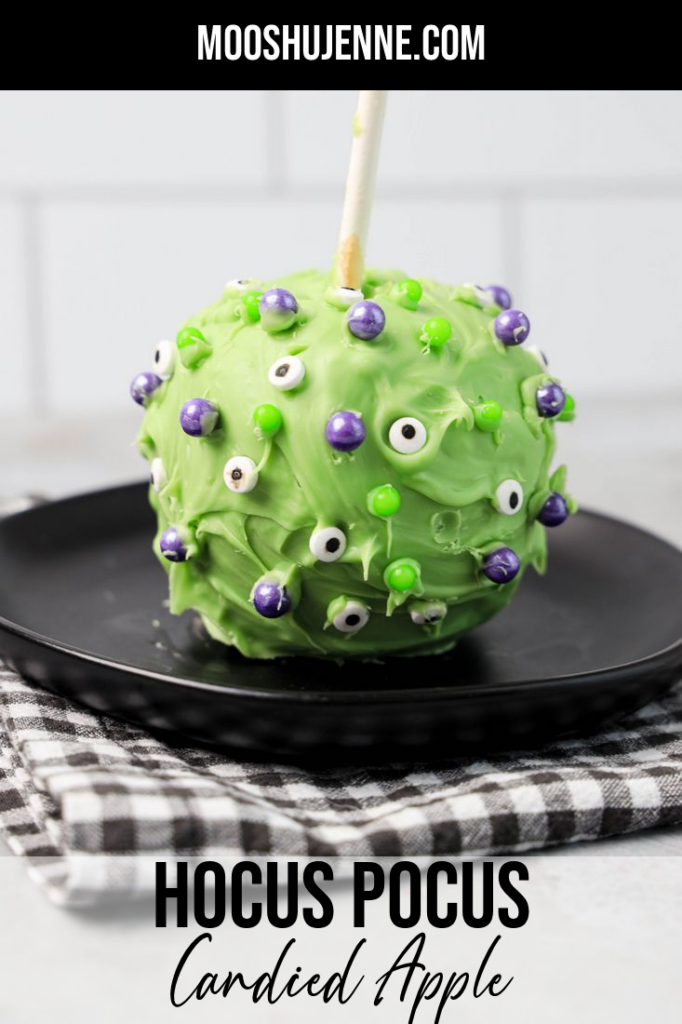 Enjoy some Hocus Pocus candied apples with spooky eyes. Great to devour while watching the new movie.