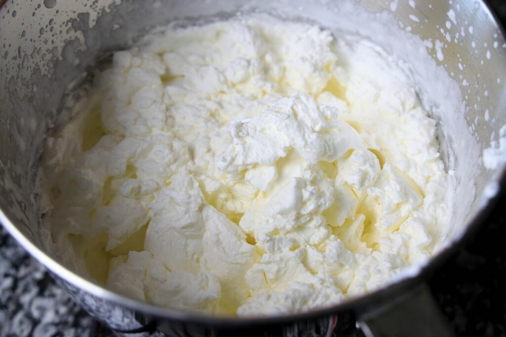 Heavy whipping cream whipped to thick consistency.