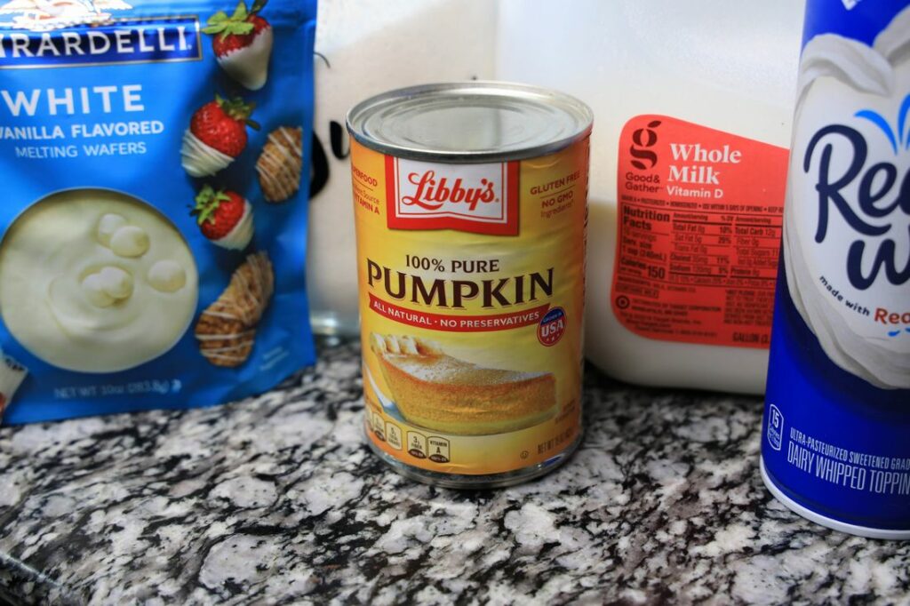 Ingredients for pumpkin hot chocolate.