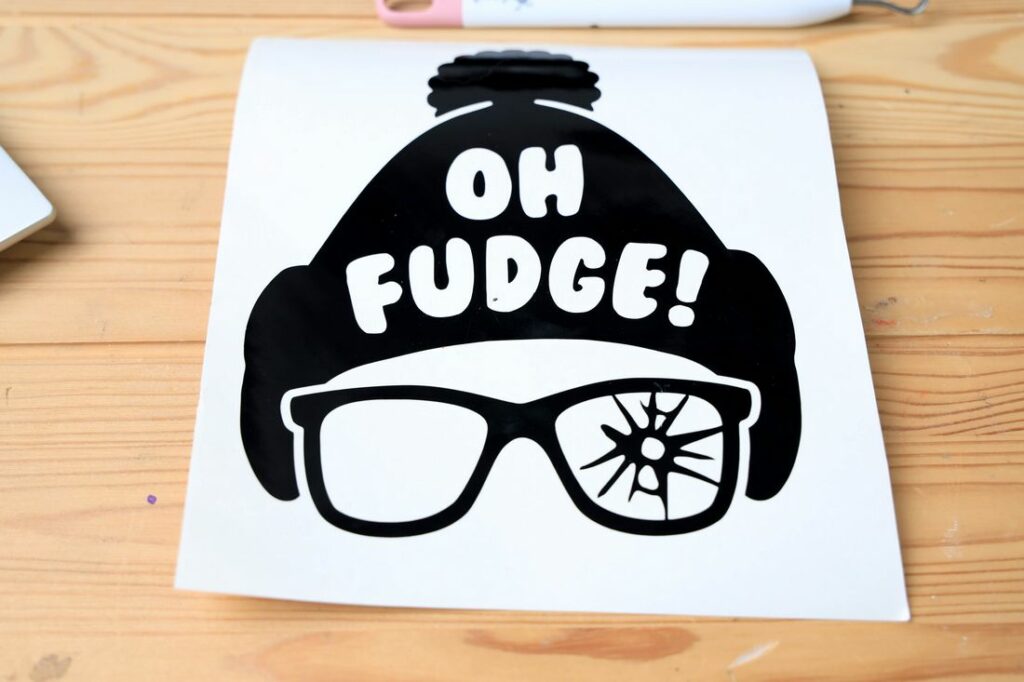 Oh fudge SVG design cut and weeded.