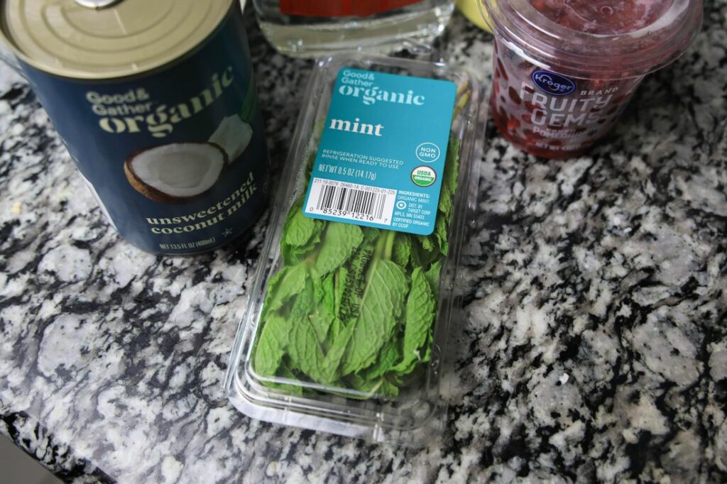 Mint leaves on the counter top.