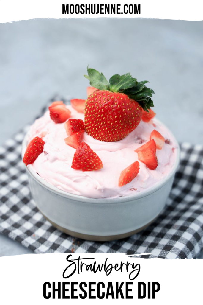Strawberry cheesecake dip is sweet and creamy fruit based dip. This no bake appetizer is perfect for movie night. Made with cool whip, cream cheese, and fresh strawberries.