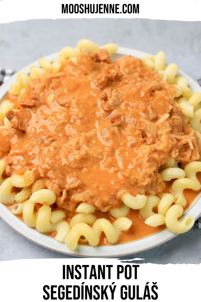 Instant Pot Segedínský Guláš is a pork paprika stew with a heavy cream gravy. Savory dinner that is gluten free and full of flavor. Serve it with gluten free pasta, rice, or dumplings.