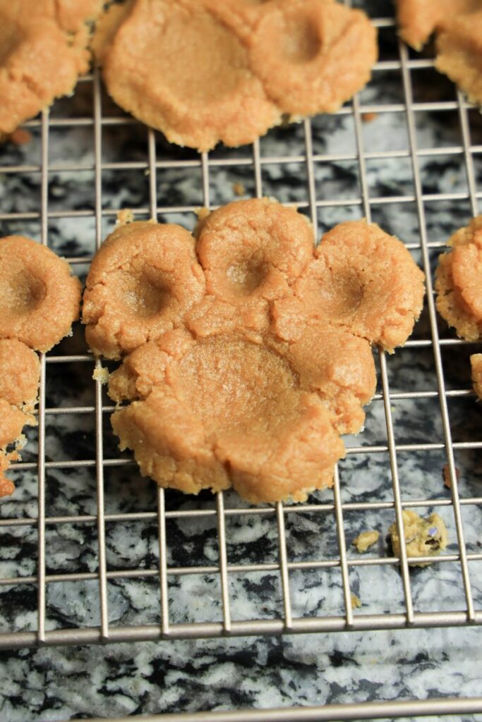 Peanut Butter Bunny Paw Cookies cooling on a cooling rack.